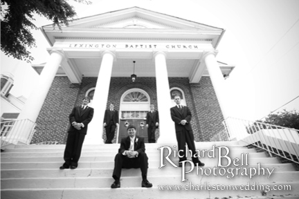 Stephen and his groomsmen in front of Lexington Baptist Church.